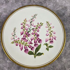 Spode Wild Flowers #2 Foxglove Collector Plate Bone China England Gold Rimmed